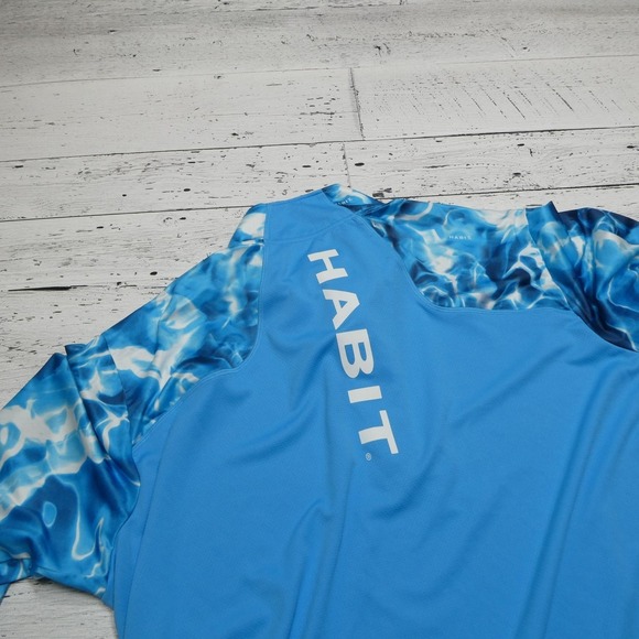 Habit Shirt Mens 2XL Blue Quarter Zip Solar-Factor UPF 40+ Fishing Performance - Picture 5 of 9